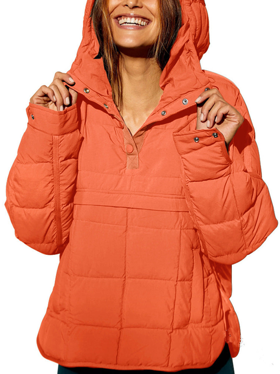 Women's Solid Color Hooded Pullover Pocket Long Coats