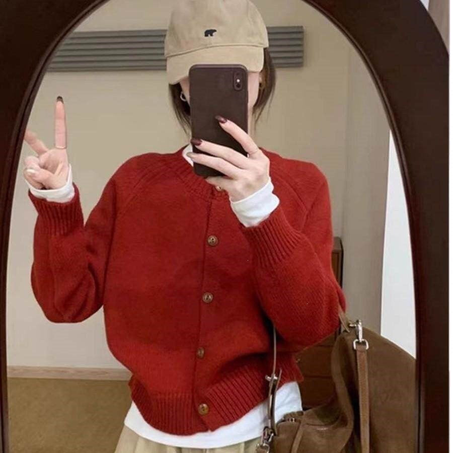 Women's Of Design Round Neck Loose Pure Color Idle Knitwear