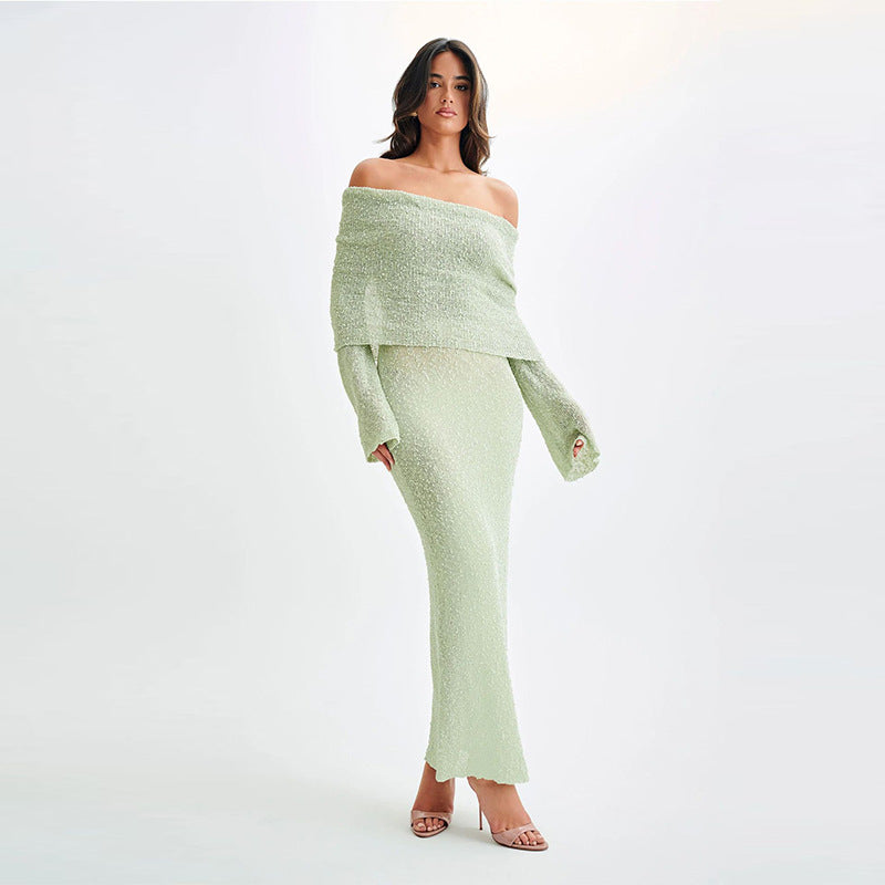 Sexy Collar Beach Cover-up Slim Long Dresses