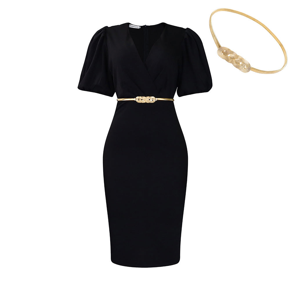 Women's Summer Puff Sleeve Hip Business Temperament Dress
