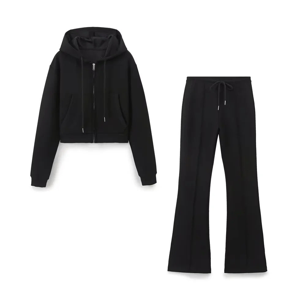 Women's American Sports Style Stitching Decorative Elastic Waist Pants