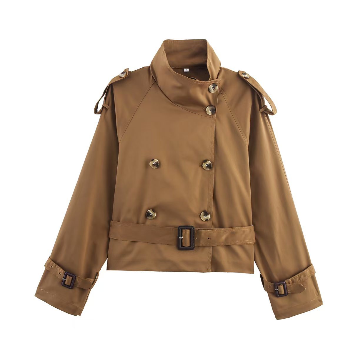 Women's Long-sleeved Waist Slant Double-breasted Clothes Coats