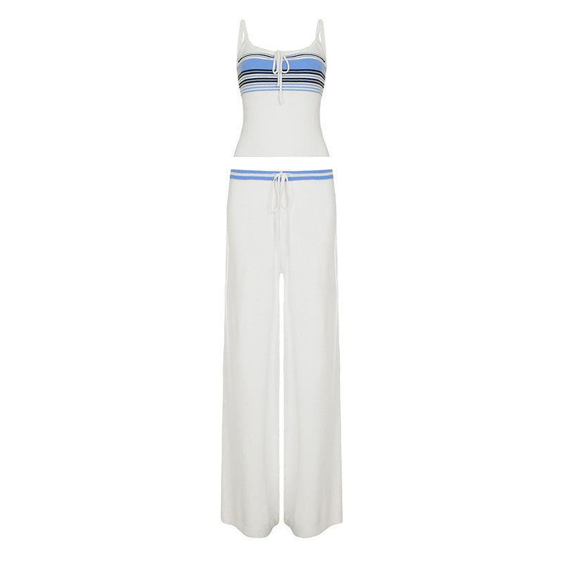 Sling Low Waist Drawstring Loose Casual Suits
