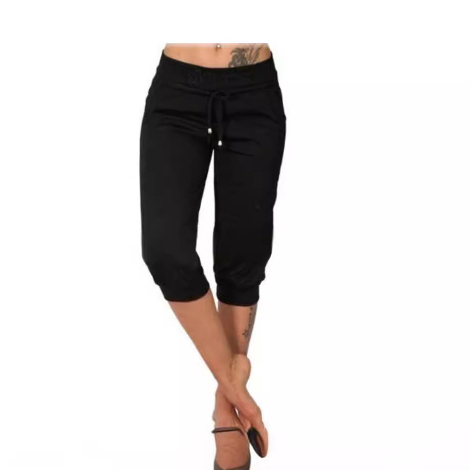Women's Hot Beads Figure Flattering Middle Skinny Pants
