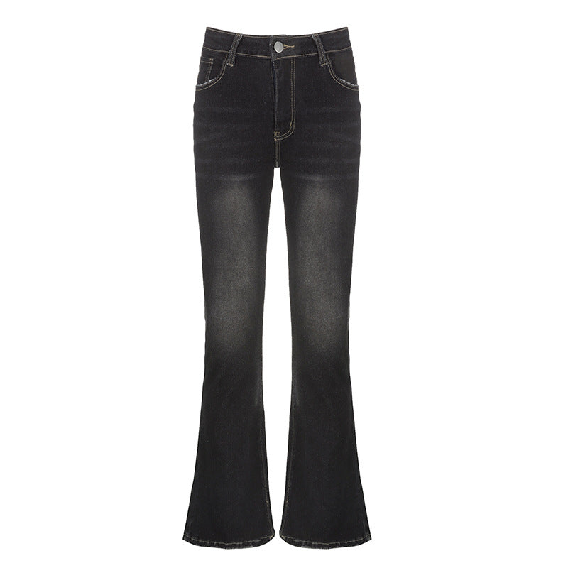 American Style Retro Overalls Pocket Denim Trousers Washed Jeans