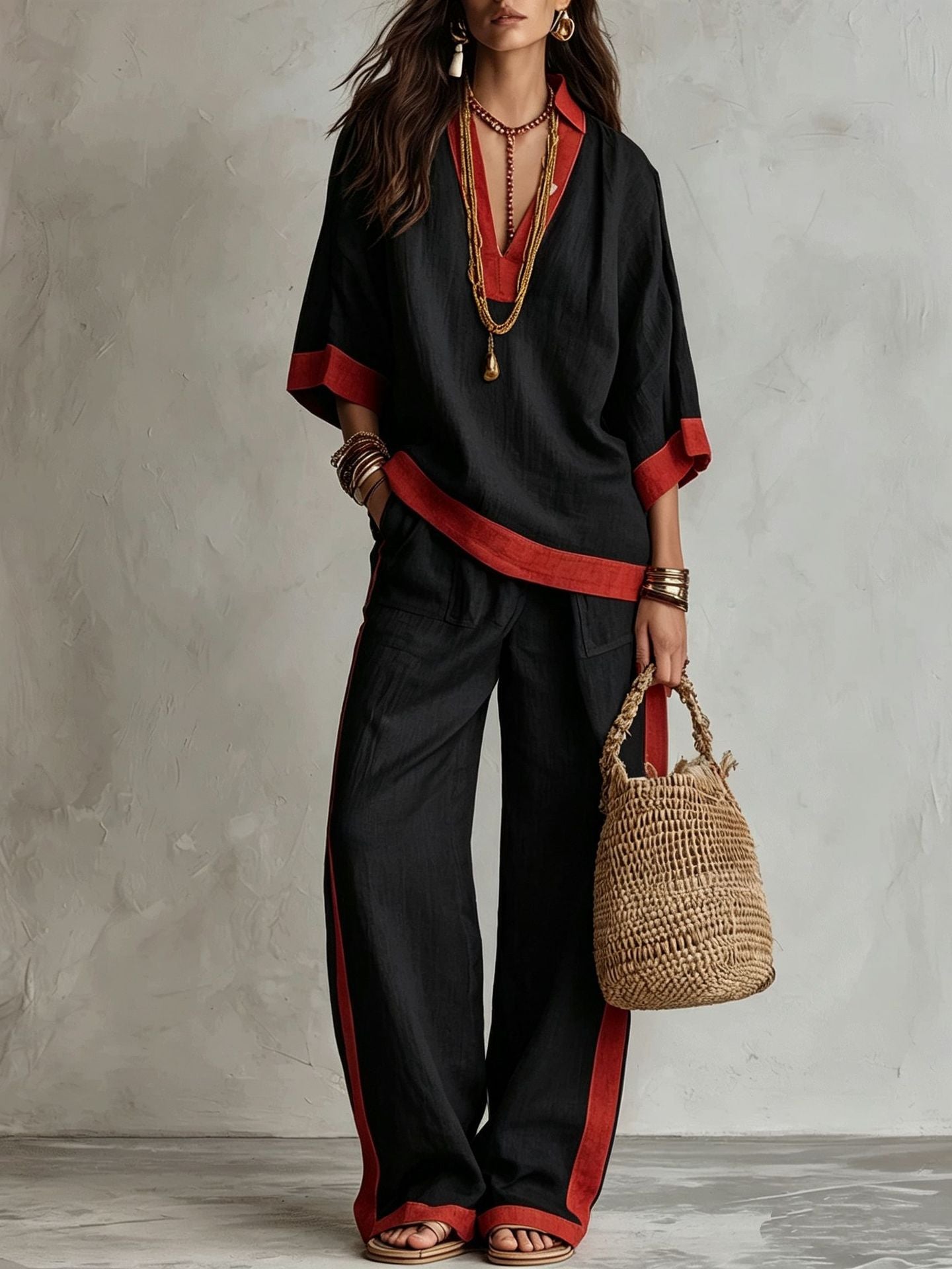 Women's Early Autumn Temperament Commute Contrast Color Fashion Casual Suit