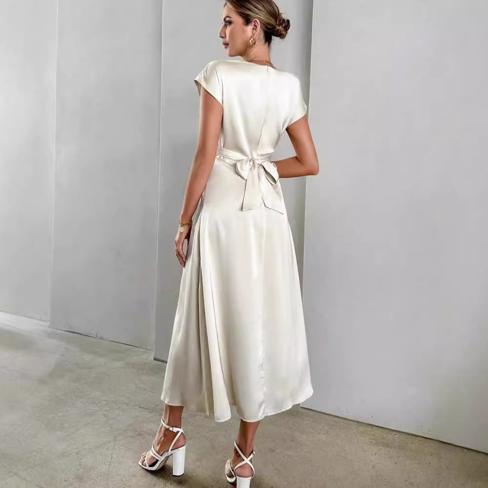 Women's High-grade Satin One-piece Sleeve Dress Elegant Dresses