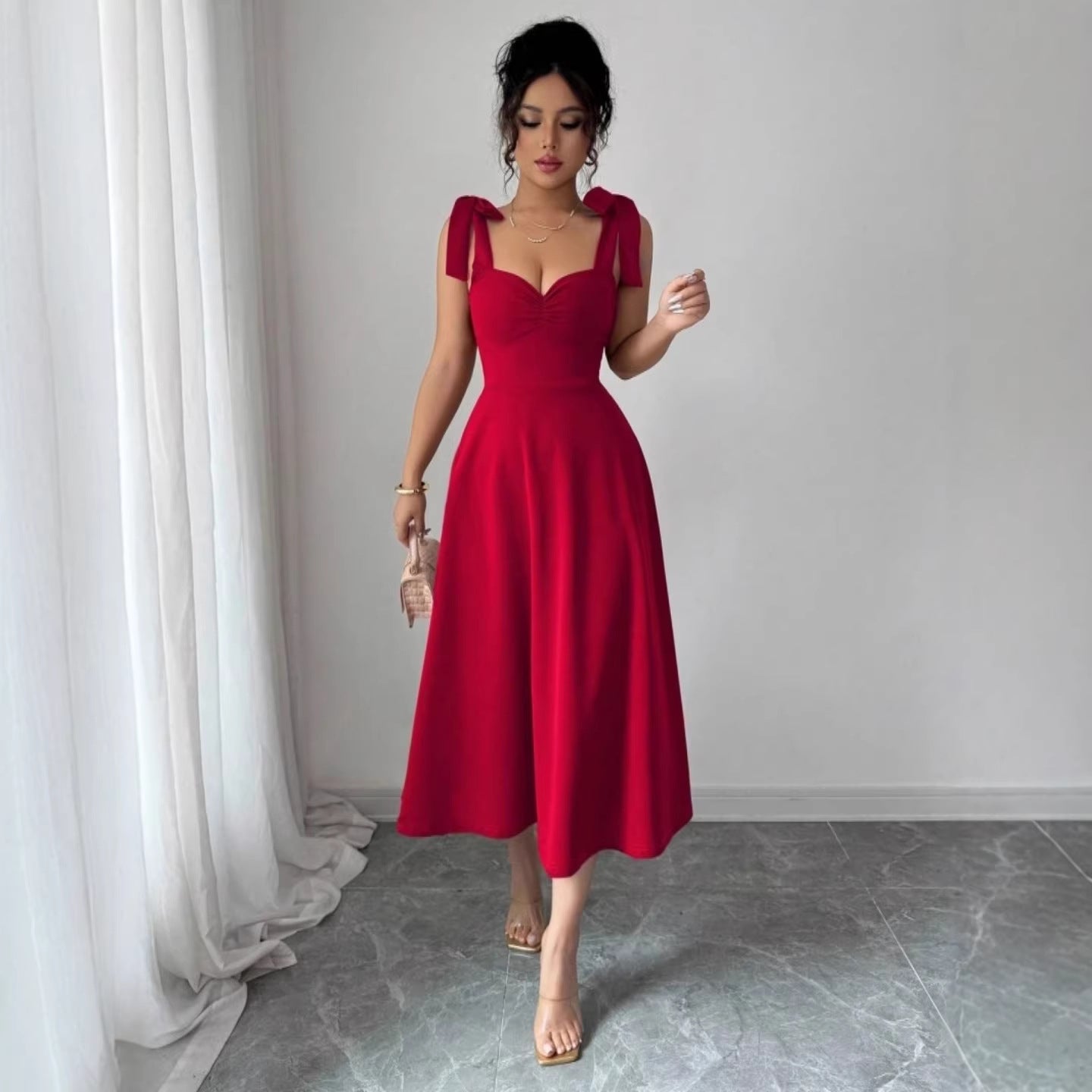 Women's Elegant Solid Color Strap Formal Dress