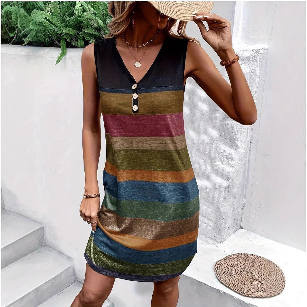 Graceful Knitted Color Matching Sleeveless Fashion Vests