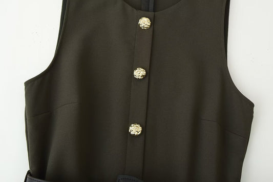 Women's Autumn Pullover Round Neck With Belt Skirts