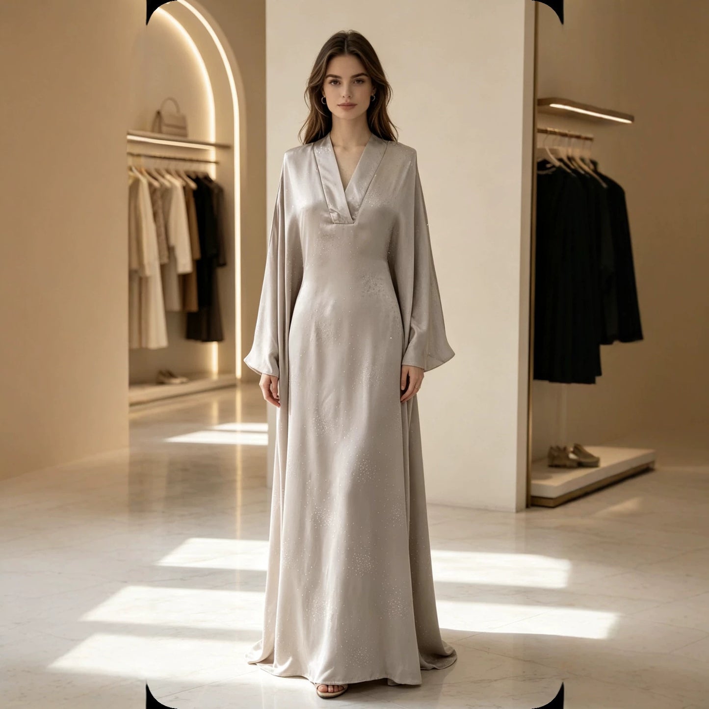 Elegant Waist Rhinestone Pullover Inner Belted Dress