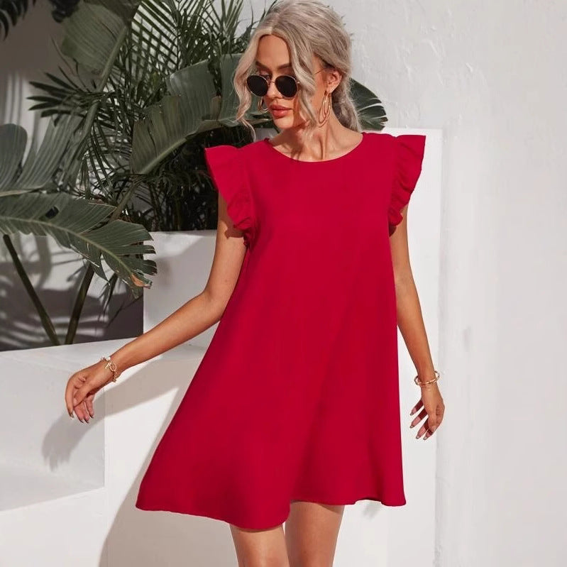Women's Summer Fresh Sweet Slimming Solid Color Dress
