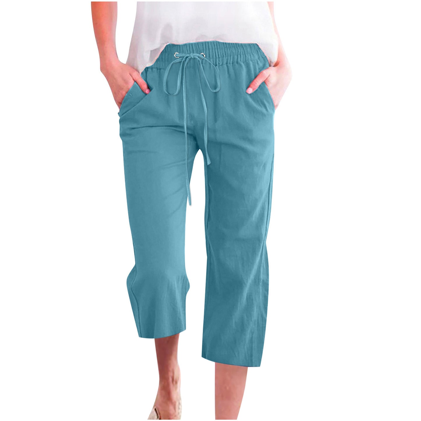 Women's Cotton Linen Casual Loose Straight Pocket Pants