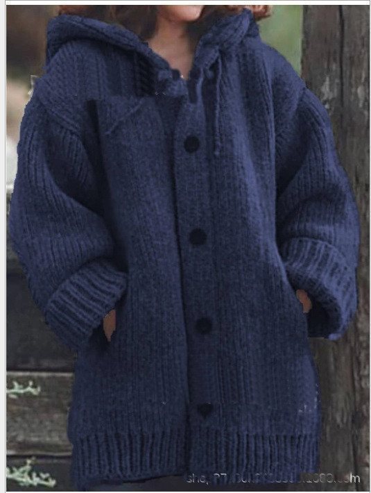 Graceful Women's Mid-length Hooded Fur Collar Sweater