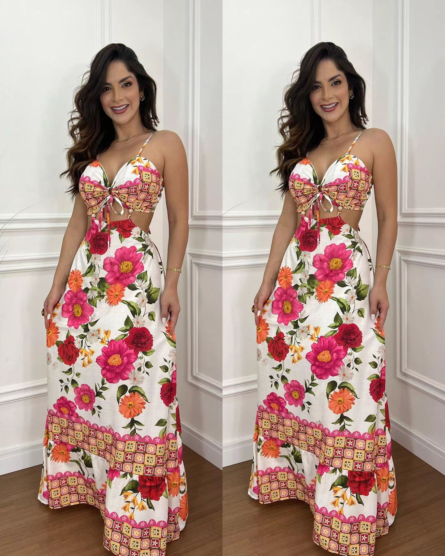 Summer Available Spaghetti Straps Sleeveless Backless Slim Fit Sexy Dress