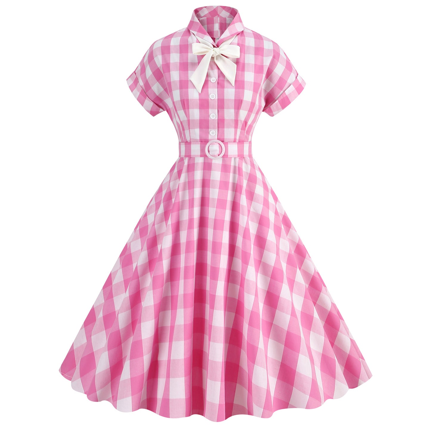 Barbie Pink Death Plaid Bow Tie Dresses