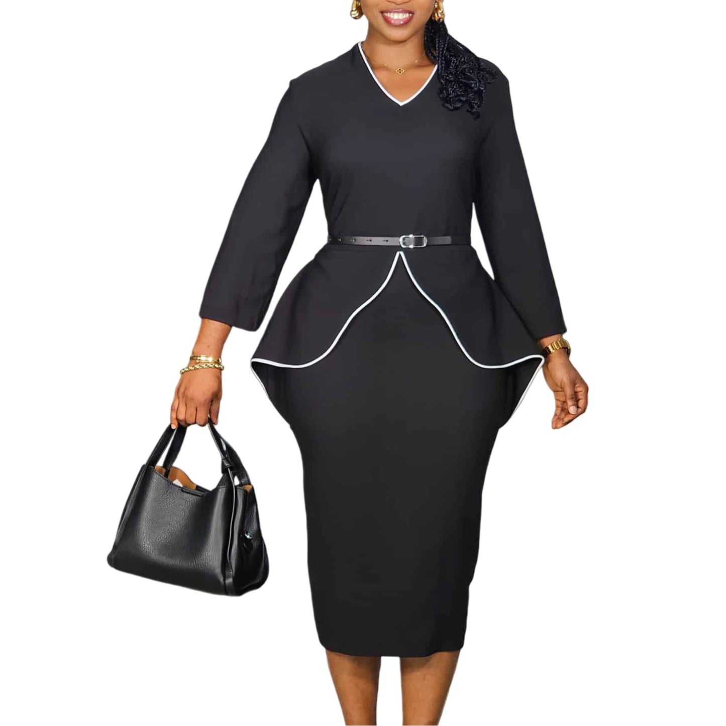 Women's Winter Professional Ruffled Long-sleeved Elegant Pencil Dress
