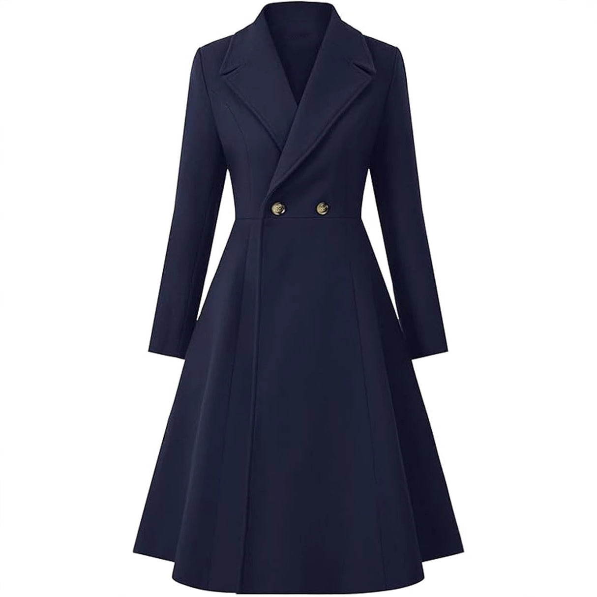 Women's Winter Gap Lapel Double Breasted Button-shaped Pleating Coats