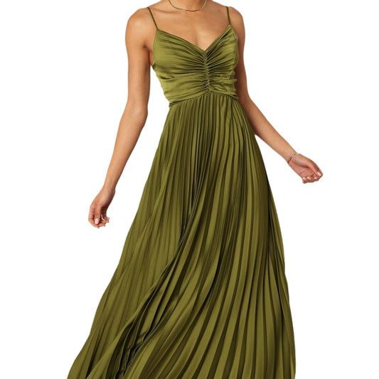 Elegant Graceful Sling Backless Long Pleated Dresses