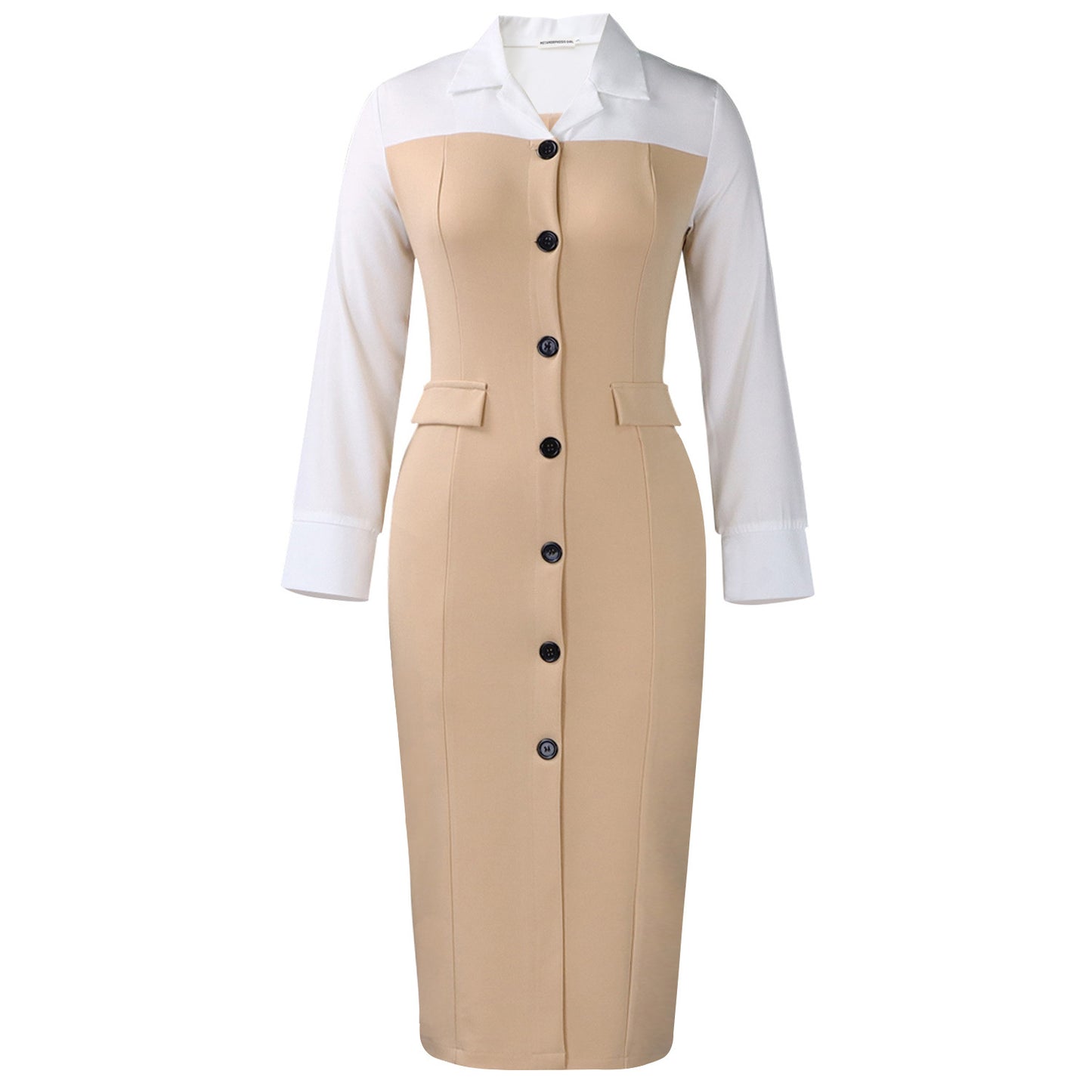 Women's Fashion Business Long Sleeve Collar Stitching Hip Suits
