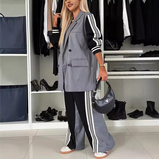 Long Sleeve Stitching Double Breasted Casual Suits