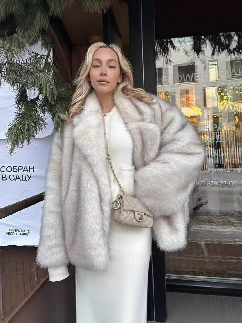 Women's Winter Mid-length Fashion High Quality Collar Imitation Coats