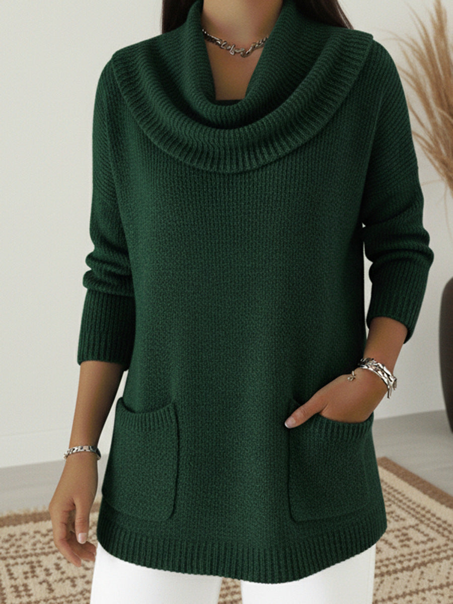 Women's Solid Color Pocket Long Sleeve Tops