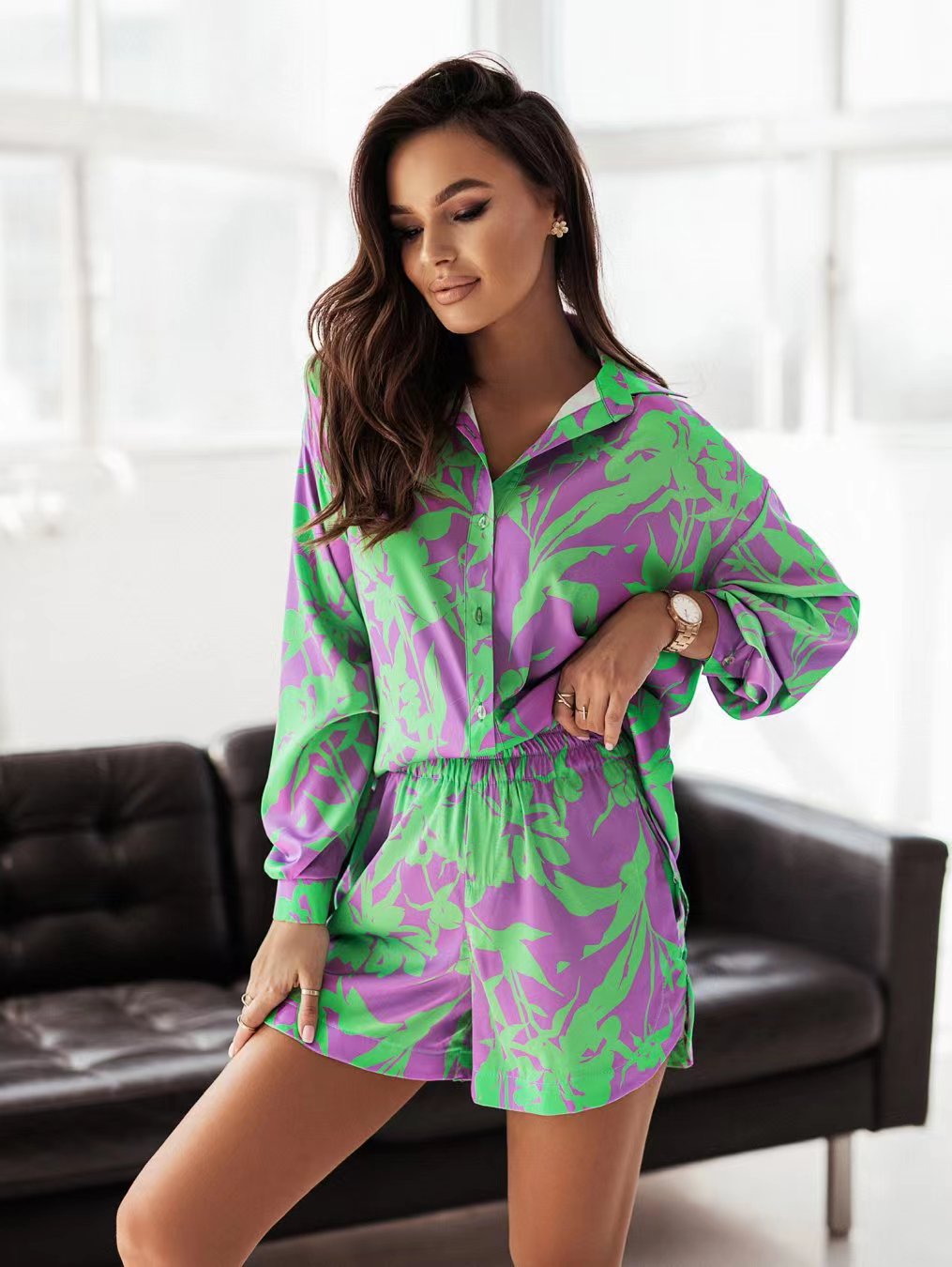 New Fashion Women's Vacation Style Shirt Fashion Casual Suit