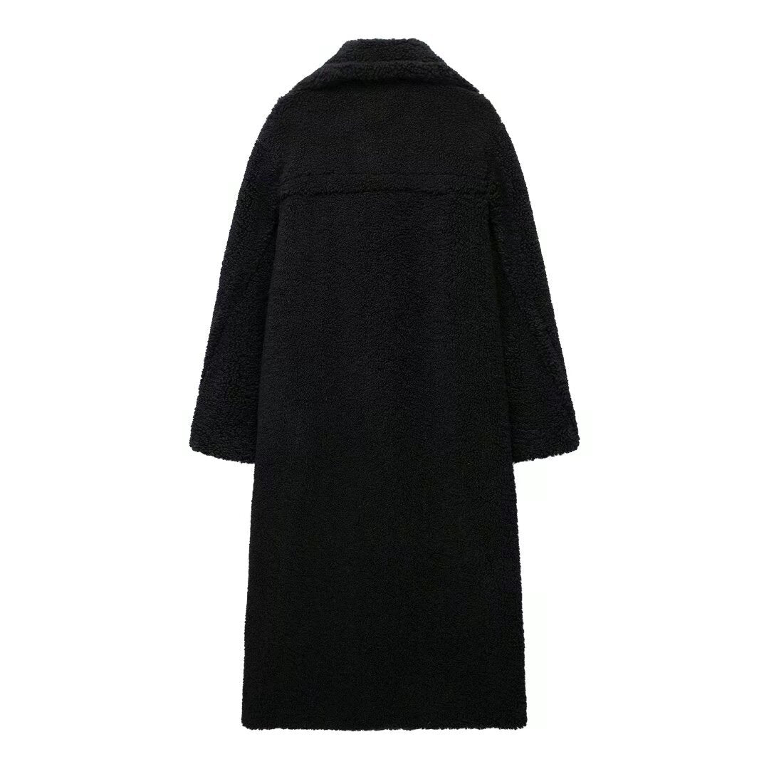 Women's Large Lapel Thickened Fleece Overcoat Coats