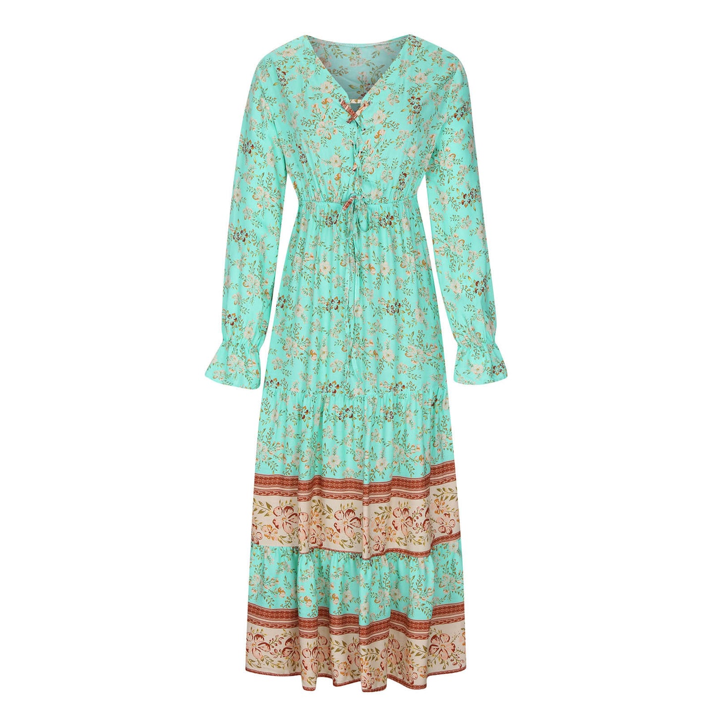 Women's Holiday Beach Dress Bohemian Printed Swing Dresses