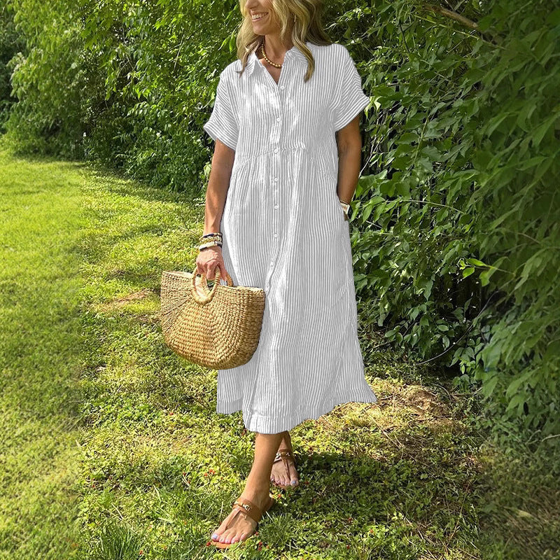 Women's Sleeve Shirt Summer Casual Cotton Linen Skirts