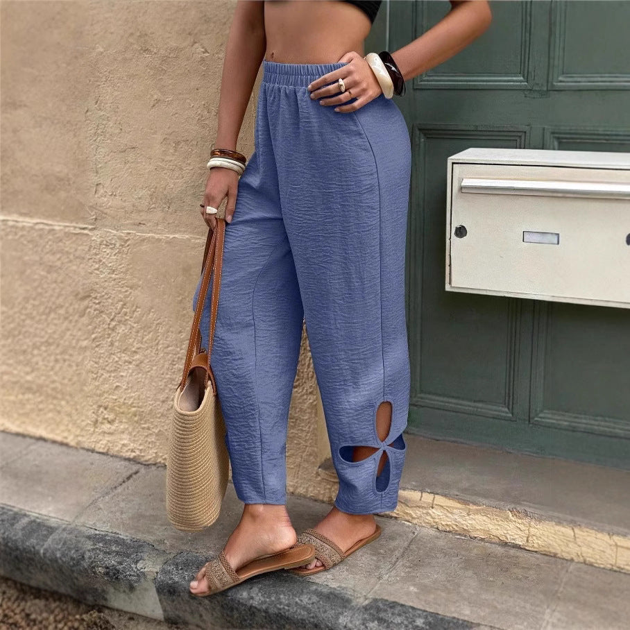 Women's Casual Daily Side Pocket Full Length Pants