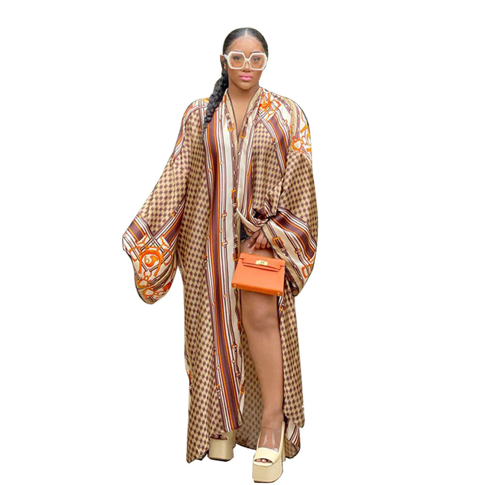 Women's Autumn Print Loose Casual Kimono Long Clothing