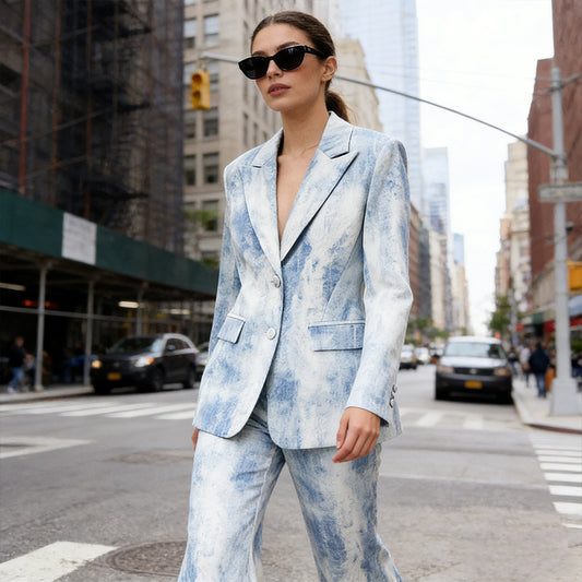 Early Spring Printed Mid-length Trousers Two-piece Fashion Casual Suit