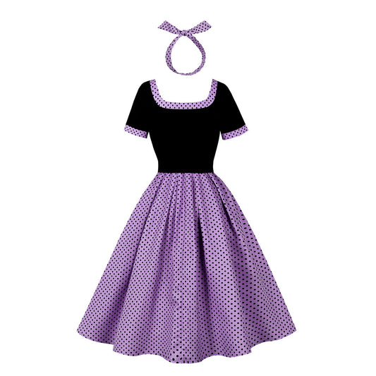 Retro Party Court Polka Dot Stitching Dresses