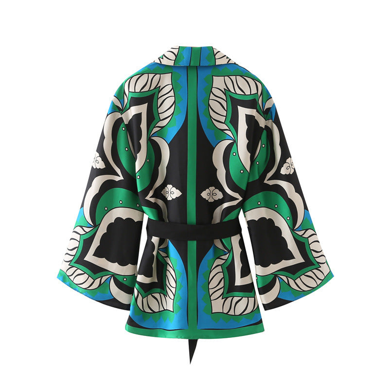 Women's Graceful Bowknot Decoration Printed Shirt Blouses