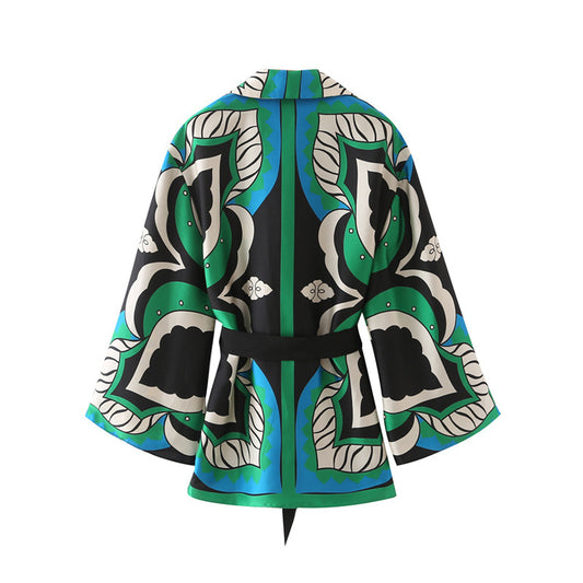 Women's Graceful Bowknot Decoration Printed Shirt Blouses