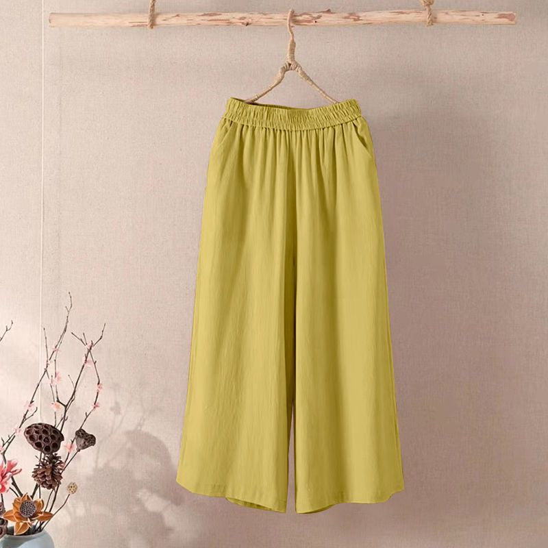 Women's Leg Solid Color Loose Waist Cropped Flab Pants
