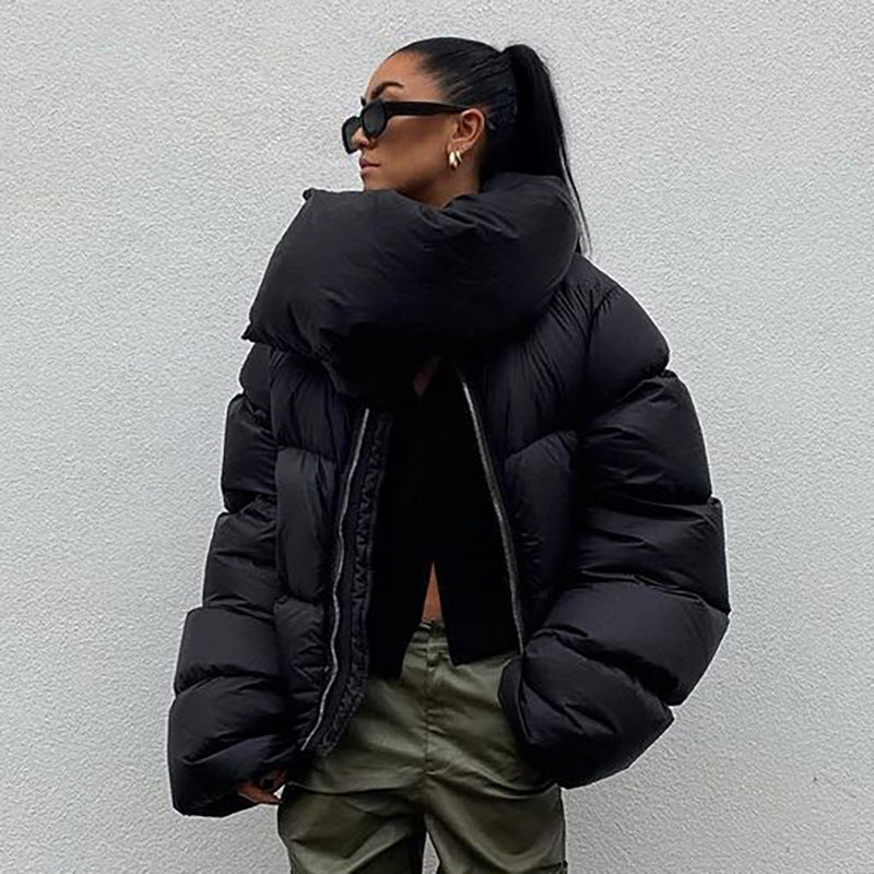 Women's Wear Winter Thick Snap Button Scarf Coats