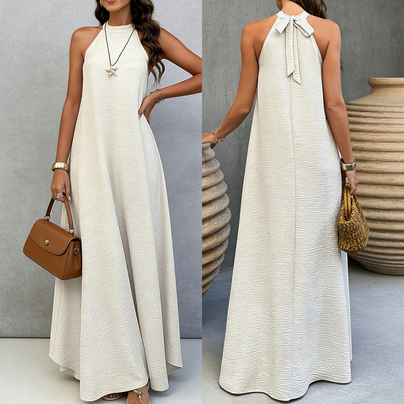 Women's Loose Large Sleeveless Solid Color Wide Hem Vacation Style Long Dress