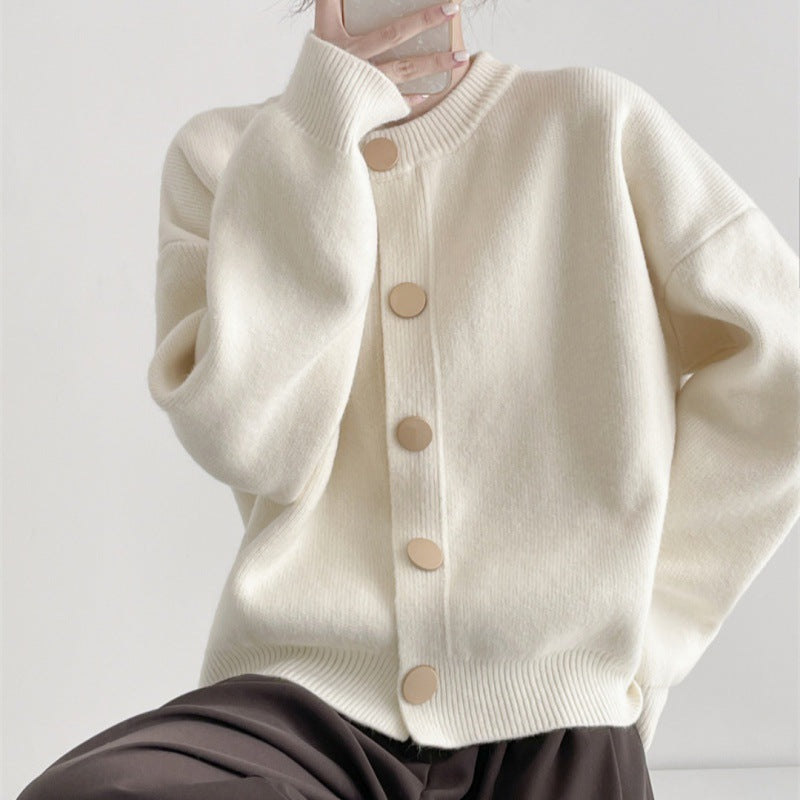 Women's Solid Color Knitted Idle Style Loose Sweater