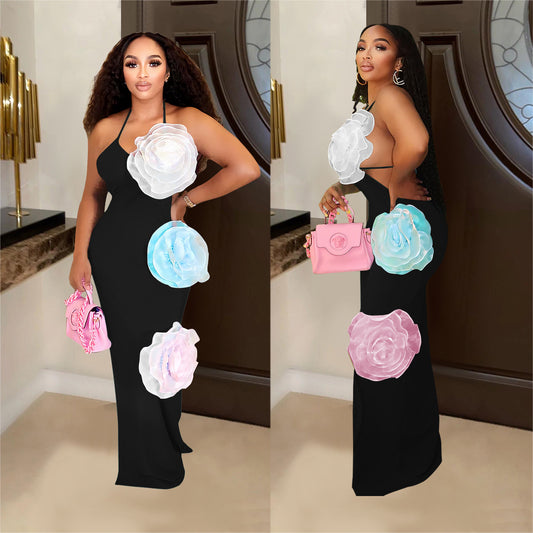 Women's Fashion Wear Solid Color Flower Dress Dresses