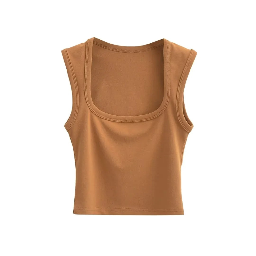 Women's Summer Sexy Deep Square Collar Tight-fitting Tops