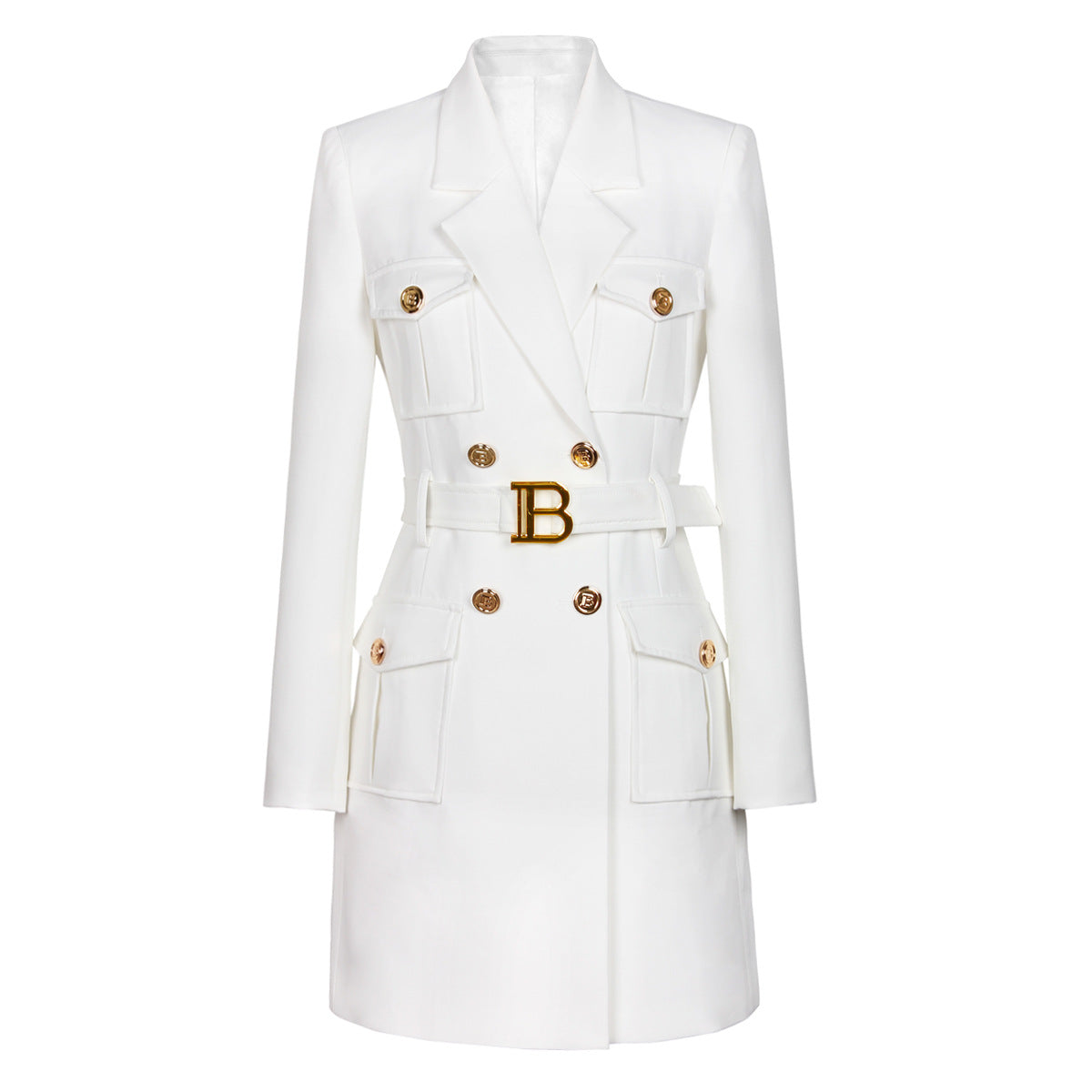 Women's Double Breasted Belt Slim Long Sleeve Dresses