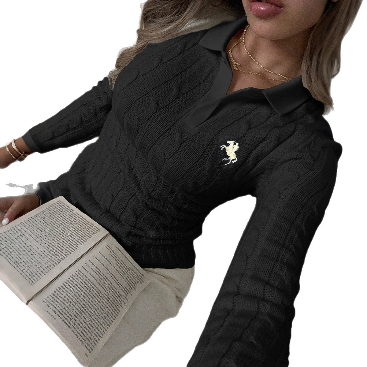 Women's Minimalist Long Sleeve Shirt Collar Inner Blouses