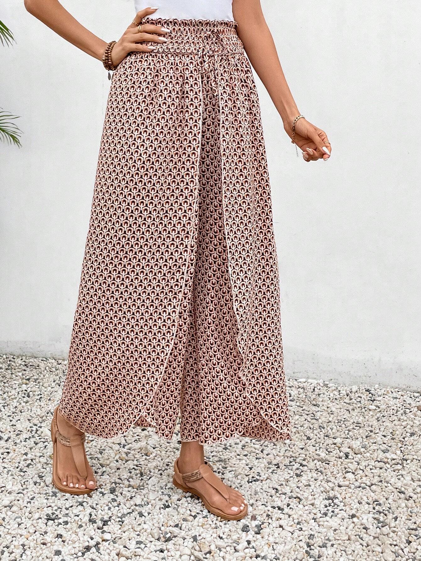 Women's Summer Fashion Floral Side Slit Pants