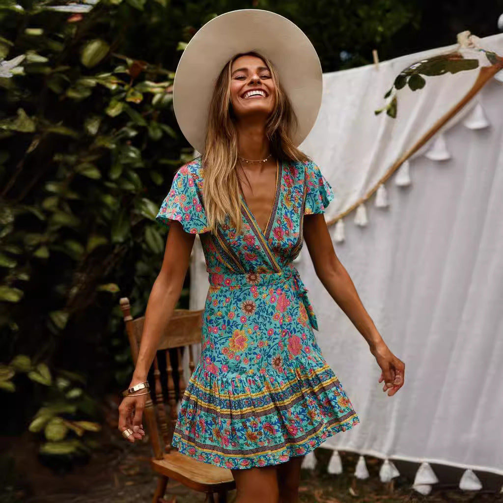 Beautiful Women's Summer Sexy Bohemian Printed Dress