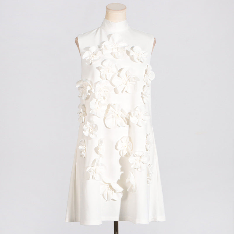 Collar Tie Bow Design Sleeveless Three-dimensional Dresses