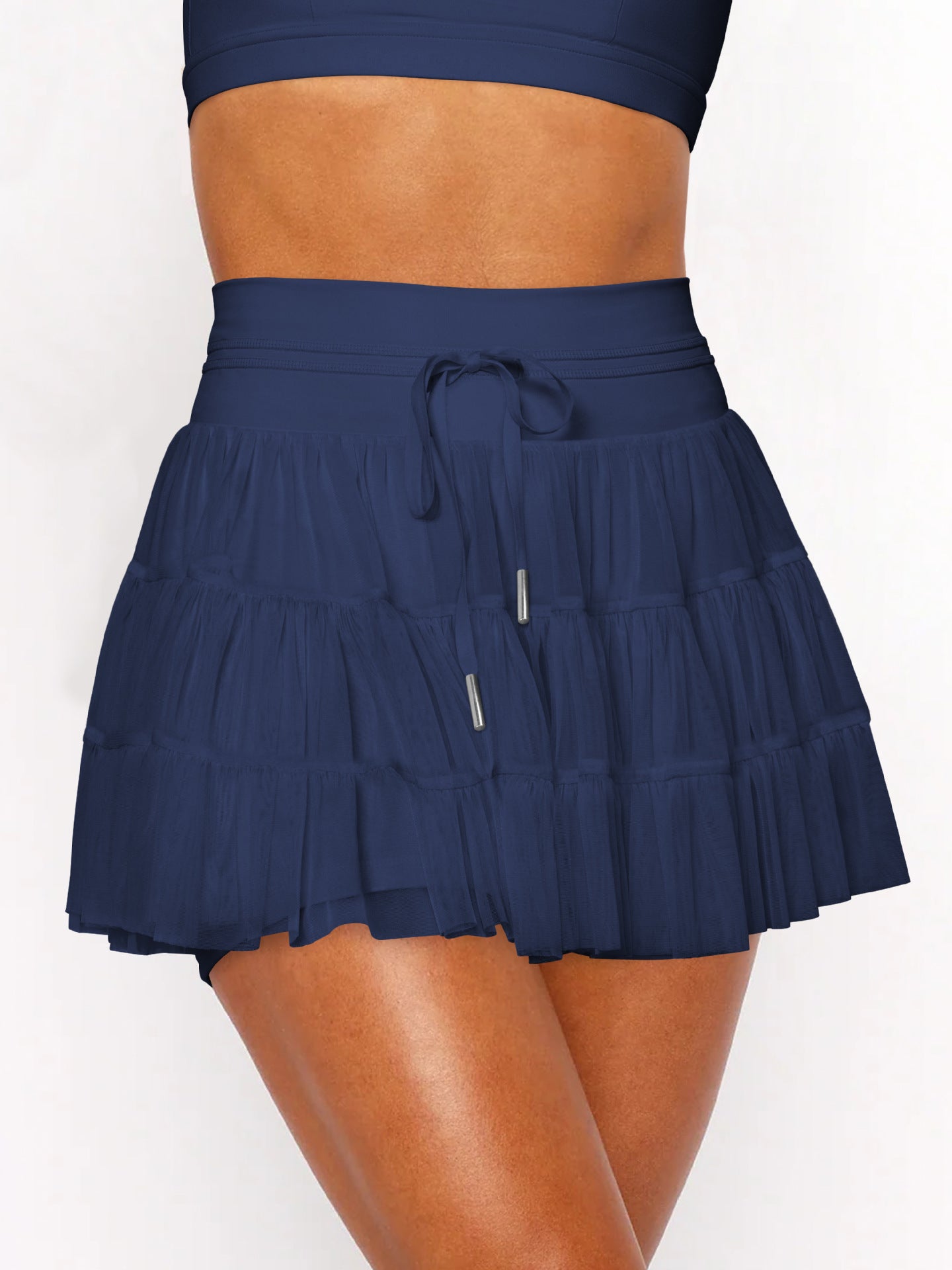Safety Lace Up Mesh Pleated Summer Skirts