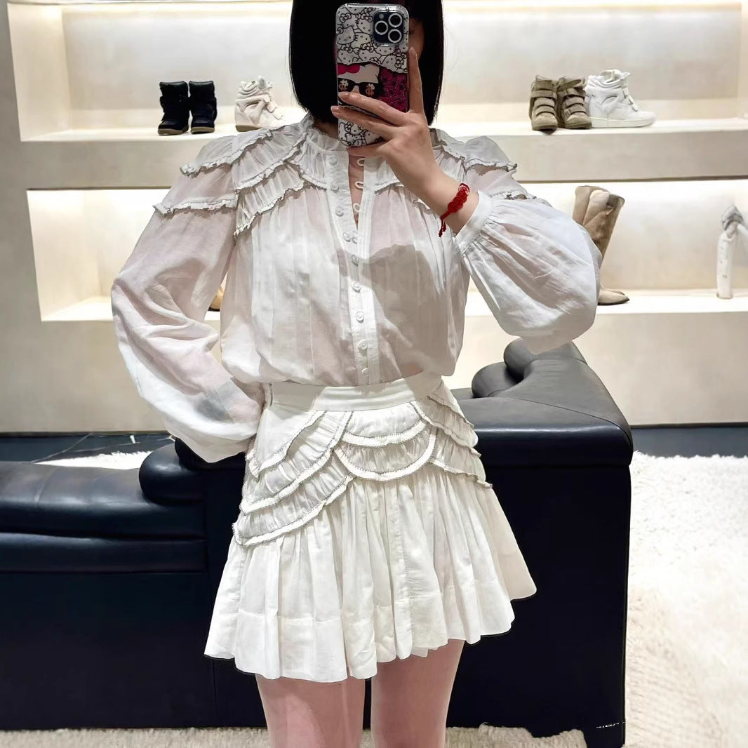 Layered Design Stand Collar Long Sleeve Shirt Suits
